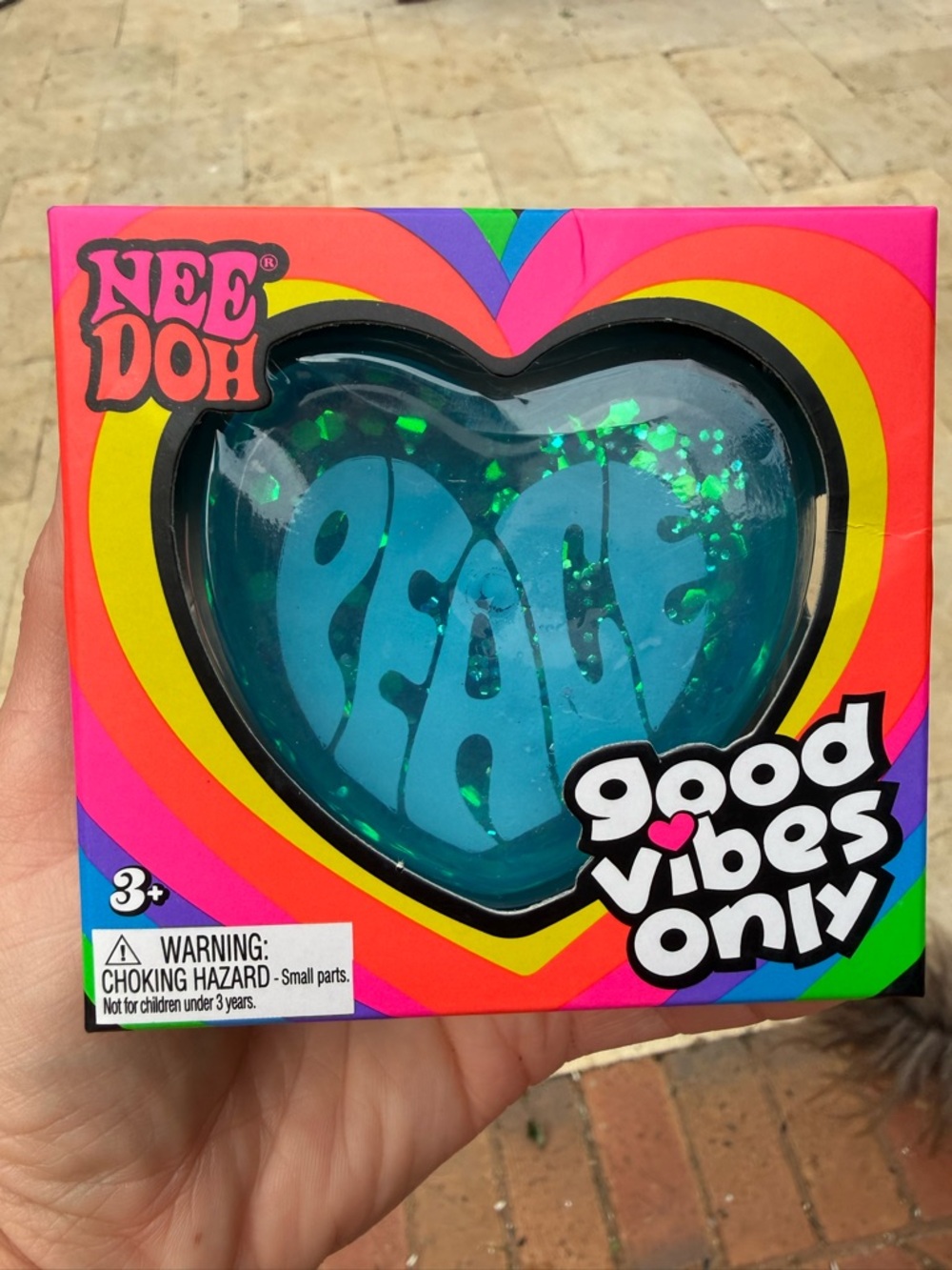NeeDoh Heart Stress Ball - Teal "Peace" Good Vibes Only